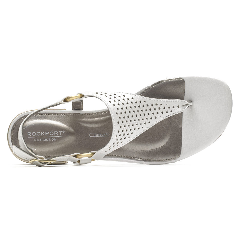 Rockport Singapore Womens Sandals - Total Motion Zosia Thong White - IX6580417